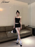 Tavimart - Sweet Hot Girl Sexy Suit Women’s Spring Slim Fit Strap Vest High Waisted Straight Leg