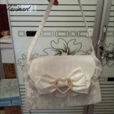 Tavimart Sweet Patchwork Lace Lolita Bags 2024 Pearl Eleagnt Uniform Crossbody New Designed