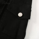 Tavimart - Vintage Black Slim Jeans Women 2021 Autumn Casual Pockets Trim Low Rise Denim Pants