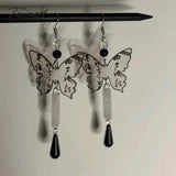 Tavimart - Vintage Chinese Style Transparent Butterfly Acrylic Long Drop Earrings For Women Lnk
