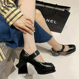 TAVIMART  -  Vintage High Heels Mary Jane Shoes For Women 2023 Platform Pumps JK Uniform Buckle Thick-Heeled Shoes Female
