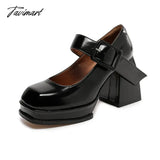 Tavimart - Vintage High Heels Mary Jane Shoes For Women 2023 Platform Pumps Jk Uniform Buckle Thick