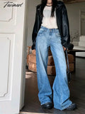 TAVIMART -  Woman Streetwear Jeans Preppy Style Denim Korean Pants Trousers Pockets Sweatpants Zipper Cargo Pants Wide Leg Bell Bottoms