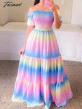 Tavimart Women’s Butterfly Summer Dress Tube Top Short Sleeve Ruffle Hem A Line Date Night Robes