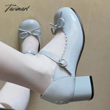 Tavimart Women's Lolita Shoes New Japanese Bow Preppy Style Girls Shoes JK Asaguchi Mary Jane Shoes Women