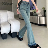 Tavimart Women Vintage Jeans Spring Summer High Waist Slim Denim Blue Casual Female Clothing Flare