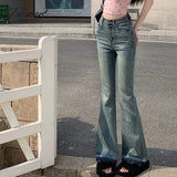 Tavimart Women Vintage Jeans Spring Summer High Waist Slim Denim Blue Casual Female Clothing Flare