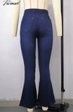 Tavimart Womens Fashion Spring Autumn High Waist Bow Female Pants Streetwear Blue Slim Jeans