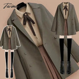 Tavimart Woolen Coat Three-Piece Jacket Blouse Short Skirt Plus Size Women Streetwear Autumn Winter Suit Female Age Reduction Double-Side