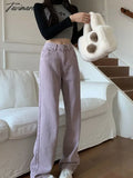 Tavimart Y2K Low Waist Wide Jeans High Street Women’s Pants Pink Baggy Streetwear Female Clothing