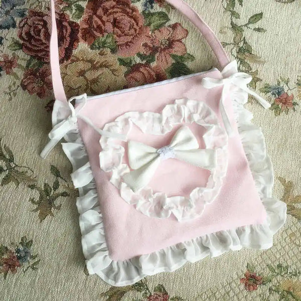 TAVIMART  -  Lolita Soft Girl Cute Peach Heart Canvas Crossbody Bag Sweet Princess Lolita Bag Cos Loli College style Bag