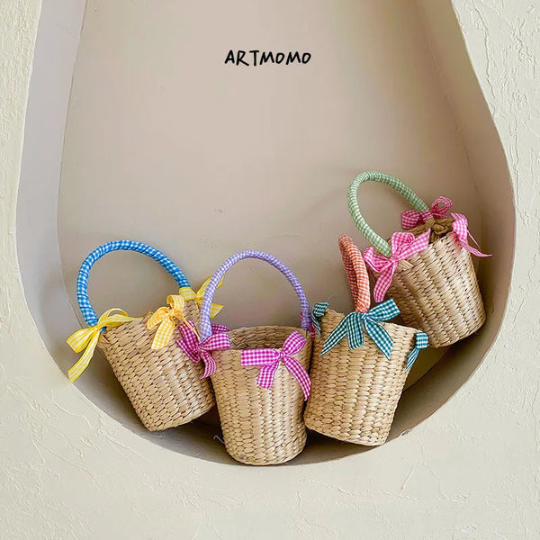 TAVIMART  -  Newest Children Straw Bag Summer Beach Cute Photo Props Handmade Tote Cute Princess Mini Handbag for Baby Girls Boys Kids