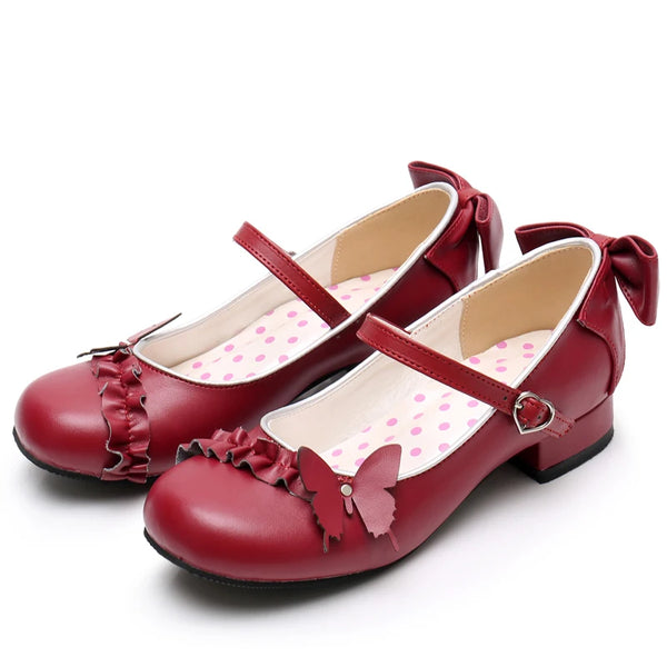 TAVIMART  -  Cute Goth Lolita Shoes Daily Butterfly Buckle Sweet Lovely Tea Party Students Comfortable Round Head Kawaii Pu Shoe Plus Size