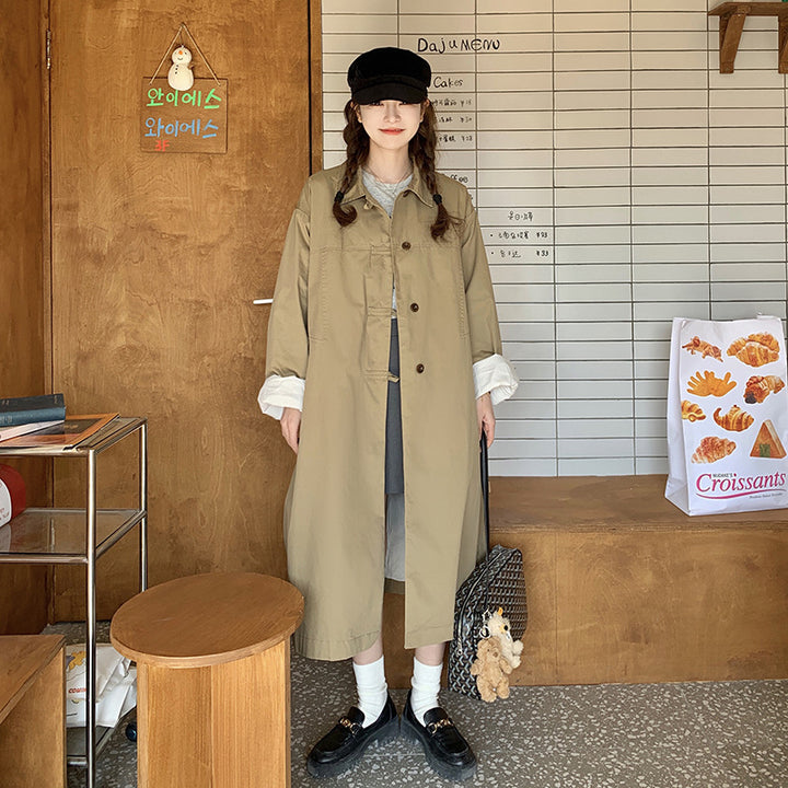 Khaki Trench Coat Women's Mid-Length 2024 Spring and Autumn New High-Grade Coat Small British Style Coat Korean Style