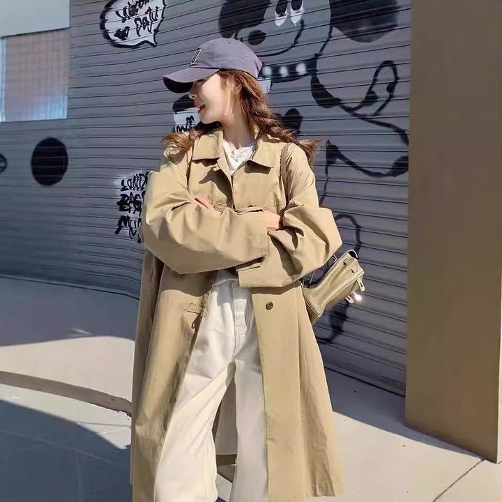 Khaki Trench Coat Women's Mid-Length 2024 Spring and Autumn New High-Grade Coat Small British Style Coat Korean Style