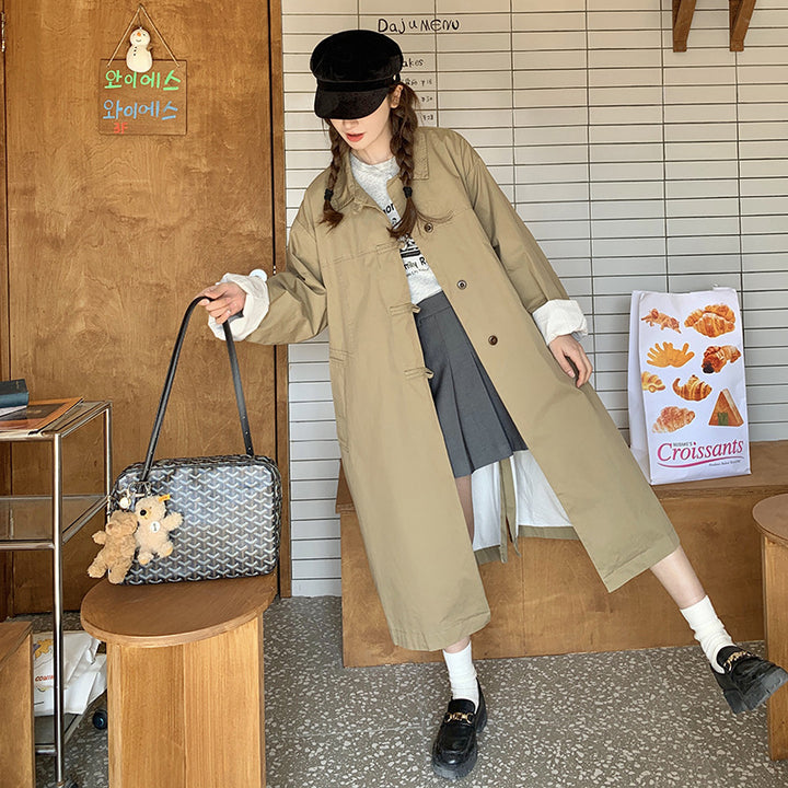 Khaki Trench Coat Women's Mid-Length 2024 Spring and Autumn New High-Grade Coat Small British Style Coat Korean Style