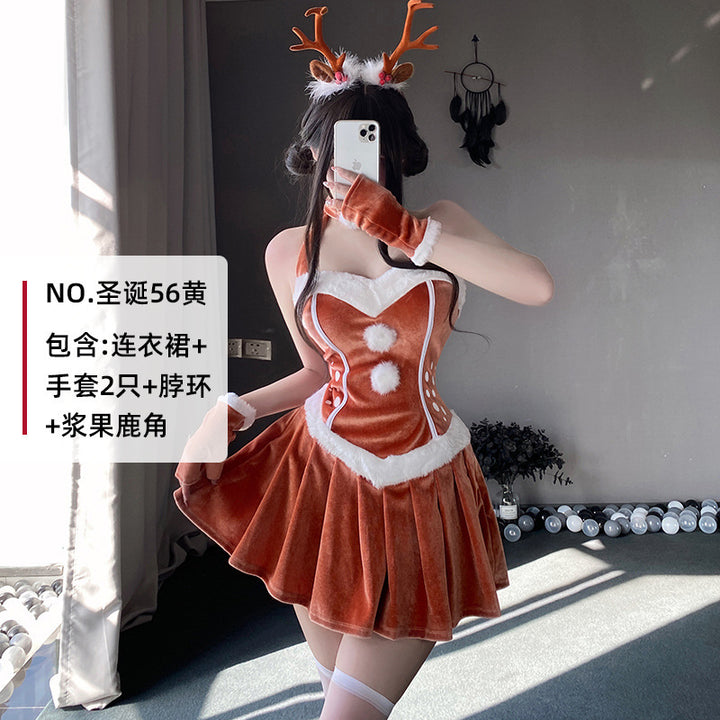 fox costume 2024 Christmas Costume Elk Halter Christmas Dress Sexy Beauty Back Cosplay Suit