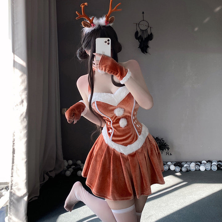 fox costume 2024 Christmas Costume Elk Halter Christmas Dress Sexy Beauty Back Cosplay Suit