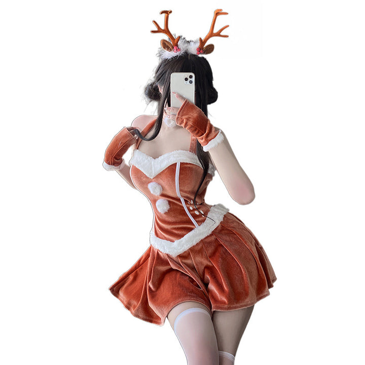 fox costume 2024 Christmas Costume Elk Halter Christmas Dress Sexy Beauty Back Cosplay Suit