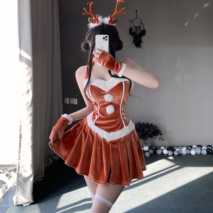 fox costume 2024 Christmas Costume Elk Halter Christmas Dress Sexy Beauty Back Cosplay Suit