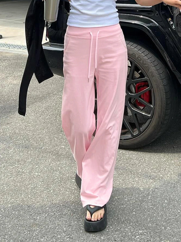 TAVIMART  -  Harajuku Casual All Match Sweatpants Y2k Streetwear Elastic High Waist Drawstring Wide Leg Trouser Korean Chic Clothes