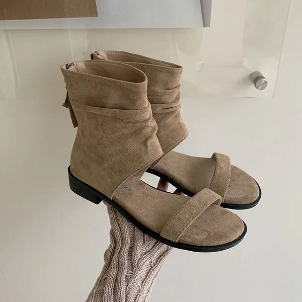 TAVIMART  -  Female Open Toe Footwear Ladies Flats Sandals Boots Spring Summer Fashion Zippers Women Flats Sandals Ankle Booties Shoes