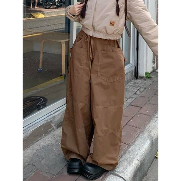 TAVIMART  -  Wide Leg Fashion Pleated Pants For Women Loose High Waist Straight Striped Blue Street Pants Female 2025 Spring Street Trousers