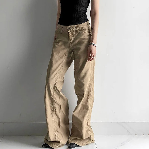 TAVIMART  -  Y2k Vintage Women Cargo Pants Harajuku Baggy Casual Korean Fashion Khaki Trousers Streetwear Basic New Pantalones