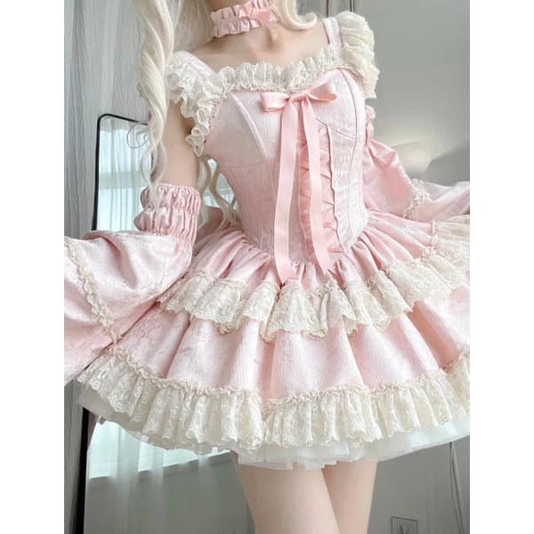 TAVIMART  -  Kawaii Lolita Suits Japanese Party Dress Women Y2k Korean Sweet Fairy New Design Puffy Dress 2 Piece Dress Sets 2000s Vintage