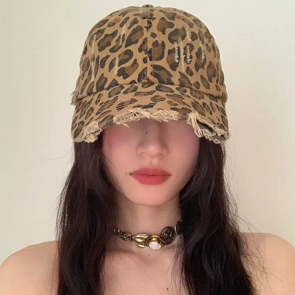 TAVIMART  -  Sweet Hot Girl Leopard Print Retro Baseball Cap for Women's Autumn American Baseball Cap Fashion Female Trendy Accessories