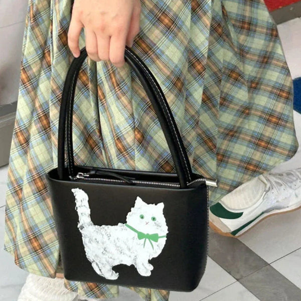 TAVIMART  -  Y2k Kawaii Cat Print Purses and Handbags All Match Fashion Cute Shoulder Underarm Bag Luxury Design Chic Women Top-Handle Bags