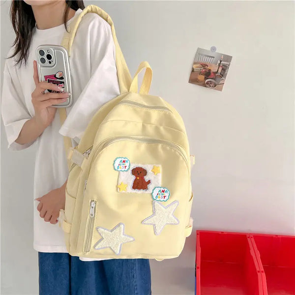 TAVIMART  -  Japanese Cartoon Dog Star Patchwork Backpack Korean Y2k Cute High-capacity Sweet Girl Schoolbag Fahion Mochilas Para Mujer