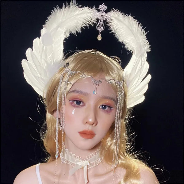 TAVIMART  -  Feather Halo Headdress Female Dress up Wings Hair Accessories Crown Photo Props Headband