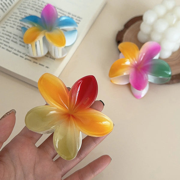 TAVIMART  -  Fashion Gradient Rainbow Crab Clip Large Flower Hair Clips Hair Claw For Women Hairpin Beach Vacation Bohemia Hair Accessories