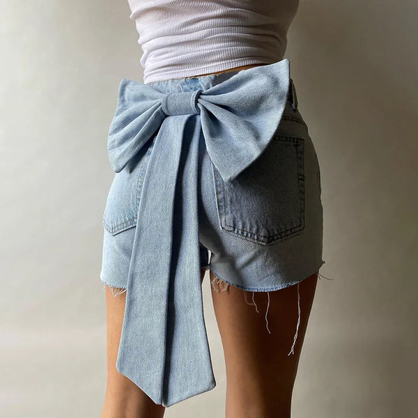 TAVIMART  -  Sexy Hot Girl Big Bow Denim Shorts For Women Slim Fit High Waisted Fashion Patchwork Shorts Female Summer New Y2K Clothes