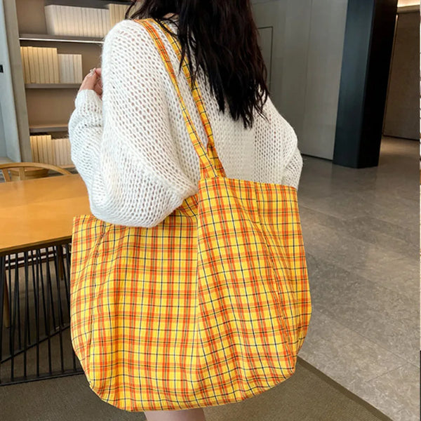 TAVIMART  -  Retro plaid shoulder bag casual women handbag large capacity women bag versatile tote bag