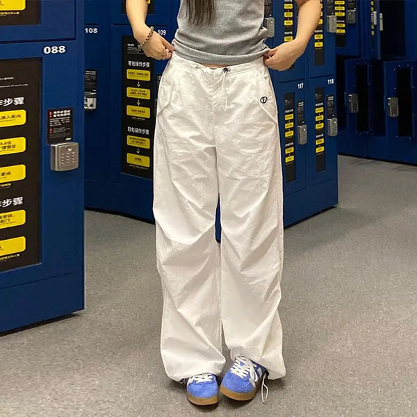 TAVIMART  -  Vintage Y2k Oversized Women's Cargo Pants Baggy Harajuku Casual Korean Fashion White Trousers America Retro Straight