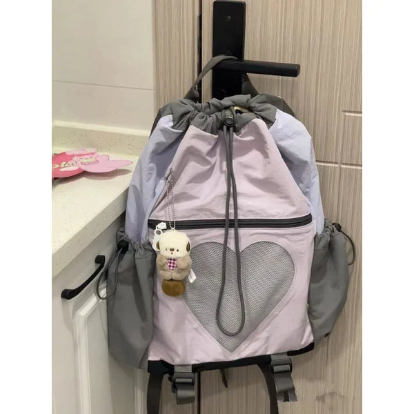 TAVIMART  -  Love Heart Mochila Outdoor Travel Mochilas Mujer Large Capacity School Backpack Women Lightweighte Bag Drawstring Bolsa