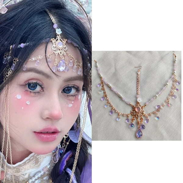 TAVIMART  -  Exotic Style Flying Sky Headpiece Purple Western Region Princess Ethnic Style Hair Super Immortal Ancient Tassel Hairpins 2024