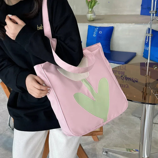 TAVIMART  -  High-capacity Sweet Fairy Flower Design Tote Bags Casual Women Preppy Fashion Underarm Bag Y2k Japanese Tender Shoulder Handbags