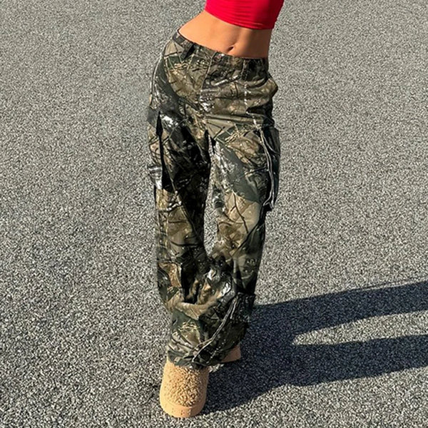 TAVIMART  -  Y2K Fashion Camouflage Pants Women Autumn Vintage Harajuku Straight Trousers Grunge Style Joggers Streetwear Outfits