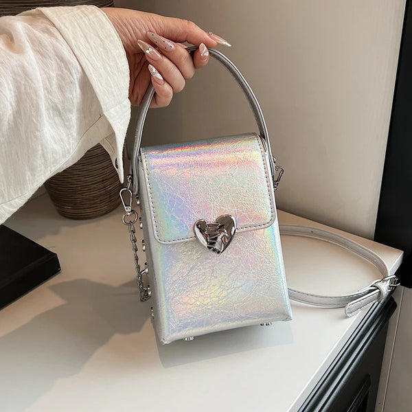 TAVIMART  -  Cute Heart Shape Buckle Crossbody Phone Bag Ladies 2024 New Mini Small Pu Leather Flap Messenger Bag Female Handbag And Purse