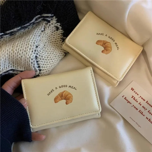 TAVIMART  -  Cute Bread Wallets for Women Ins Korean Style Fashion Simple Designer Card Wallet Square Leather Original Aesthetic Bags