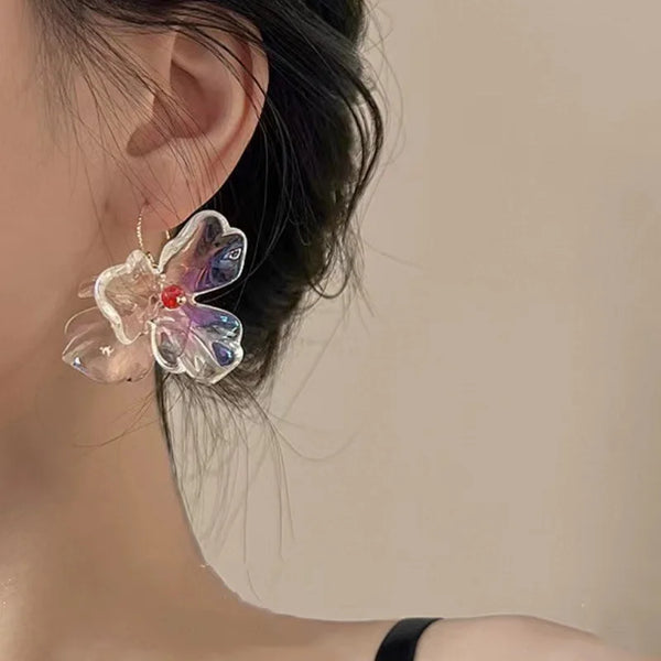 TAVIMART  -  Korea Hyperbole White Transparent Flower Earrings for Women New Cute Sweet Acrylic Big Floral Earring Trendy Jewelry