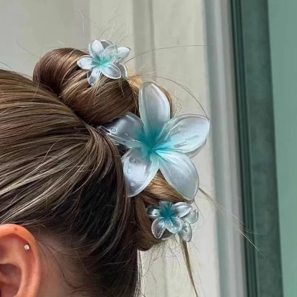 TAVIMART  -  Summer Candy Color Flower Hair Claw Acrylic Gradient Flower Non-slip Hair Clip for Women Girls Beach Vacation Ponytail Hairpins