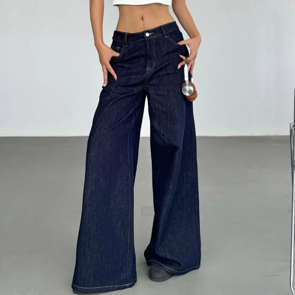 TAVIMART  -  Y2k Vintage Blue Jeans Woman America Retro Baggy Harajuku Casual Denim Pants Korean Style Wide Leg High Waist Trousers