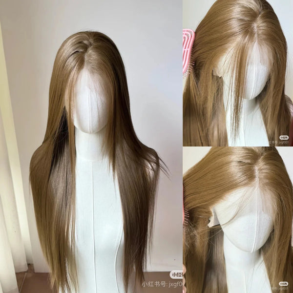 TAVIMART  -  Brown Wig 13*4 Lace Front Wig for Women Long Straight Hair High Quality Heat Resistant Synthetic Wigs for Daily Use Cosplay 가발