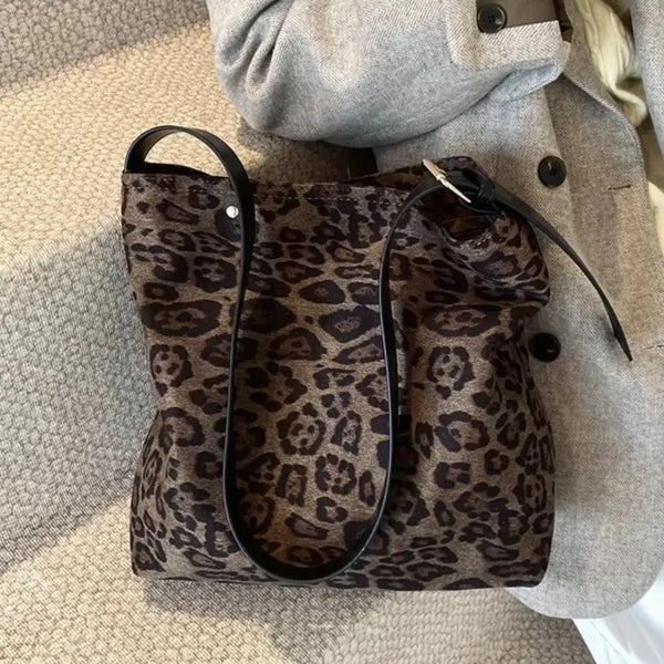 TAVIMART  -  Retro Leopard NUBUCK Underarm Bags Women New Autumn Winter Simple Large Capacity Shoulder Bag Korean Fashion Tote Handbags