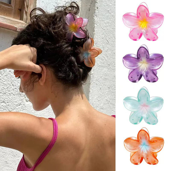 TAVIMART  -  New Gradient Flower Acrylic Hair Claws Clip For Women Girls Sweet Hairpins Summer Beach Hawaiian Headwear Hair Accessories