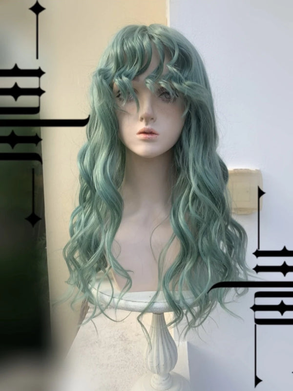 TAVIMART  -  Green Curly Hair Female Wig Realistic Wigs